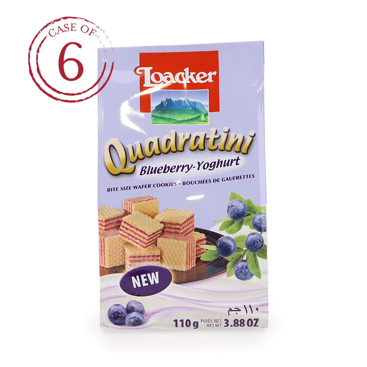 Caixa-presente Biscoito Quadratini Mirtilo e Iogurte Loacker