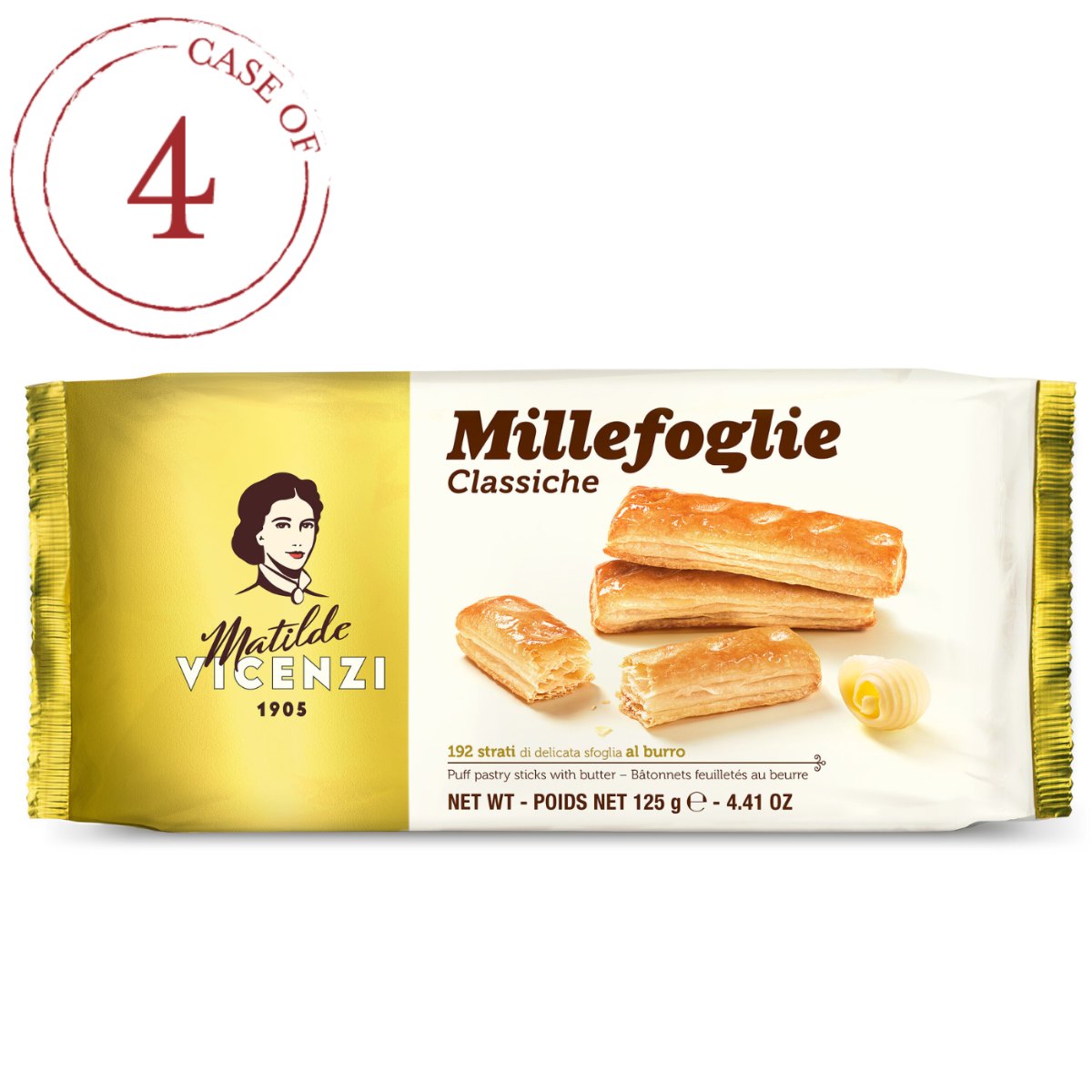 Biscoitos Millefoglie D'Italia Massa Folhada Vicenzi Kit 4