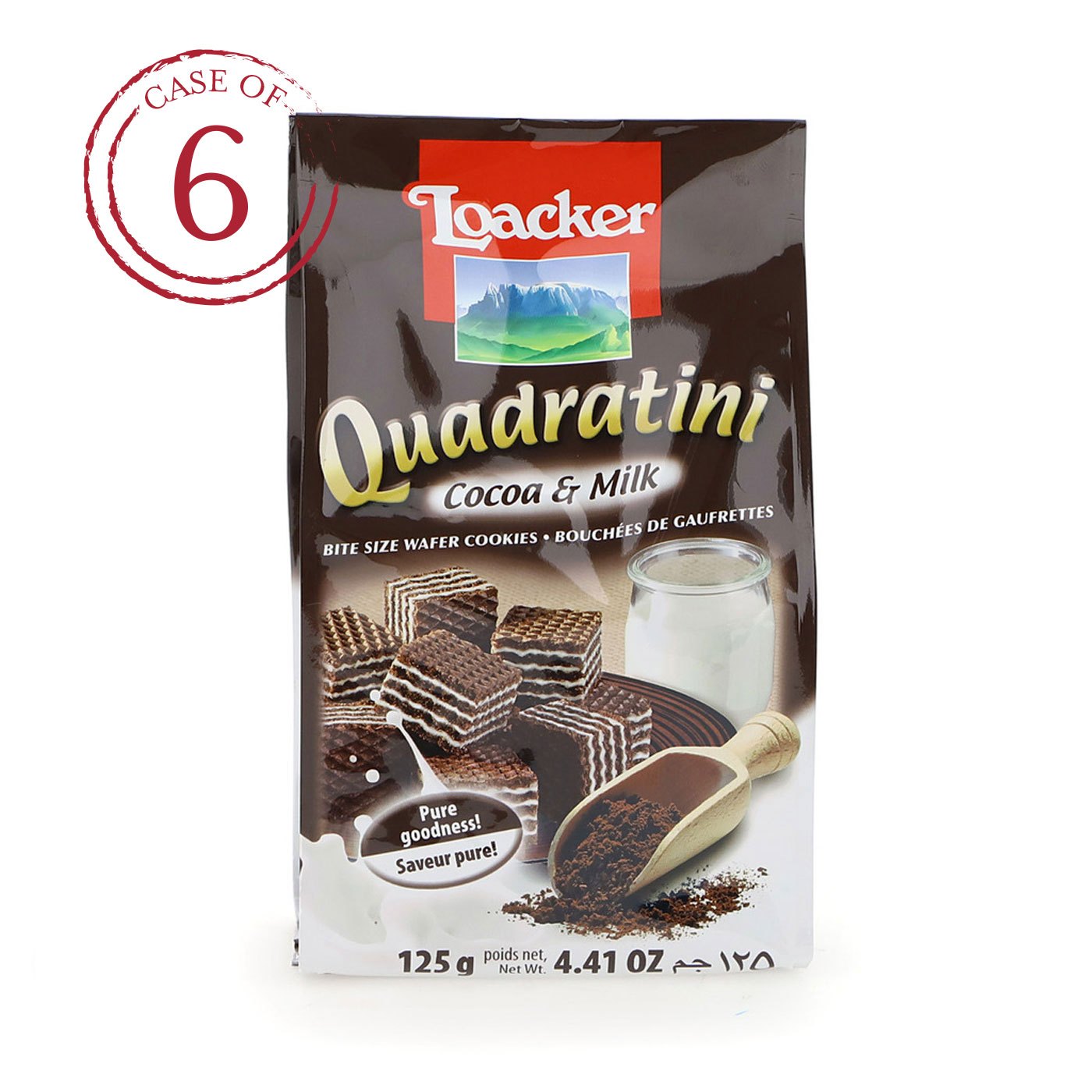 Caixa-presente Biscoito Quadratini Cacau e Leite Loacker
