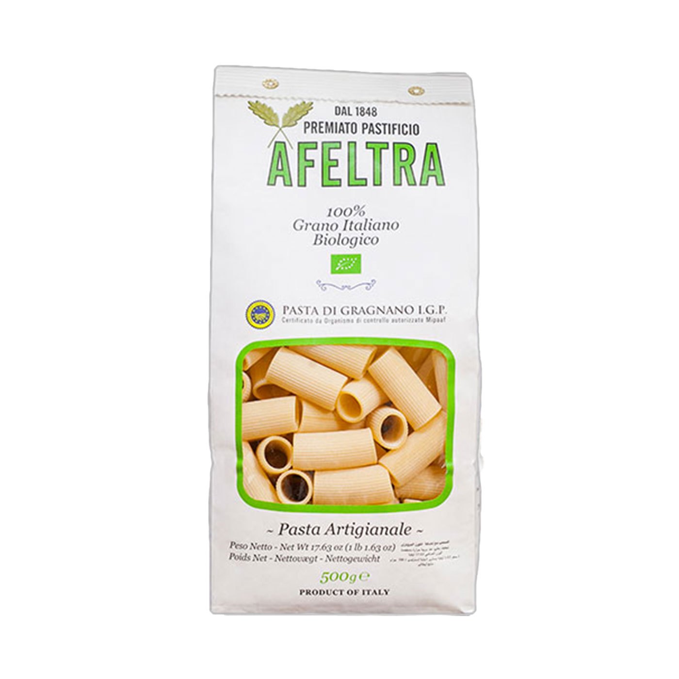 Rigatoni Integral Orgânico 100% Afeltra 500 g
