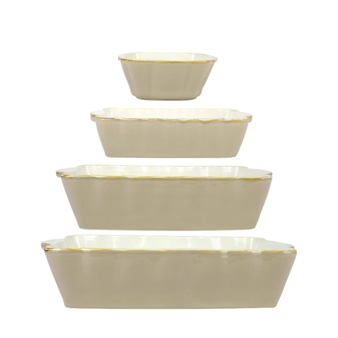 Kit Assadeiras Vietri Italian Bakers Cappuccino 4 peças