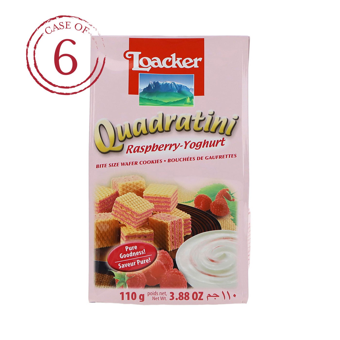 Caixa-presente Biscoito Quadratini Framboesa e Iogurte Loacker