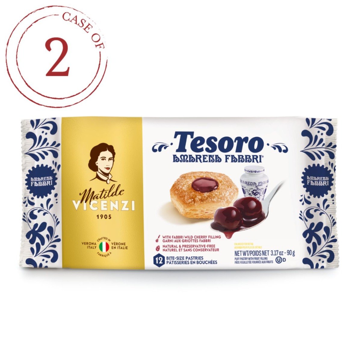 Massa Folhada de Cereja Delizia Tesoro Vicenzi 2 Unidades
