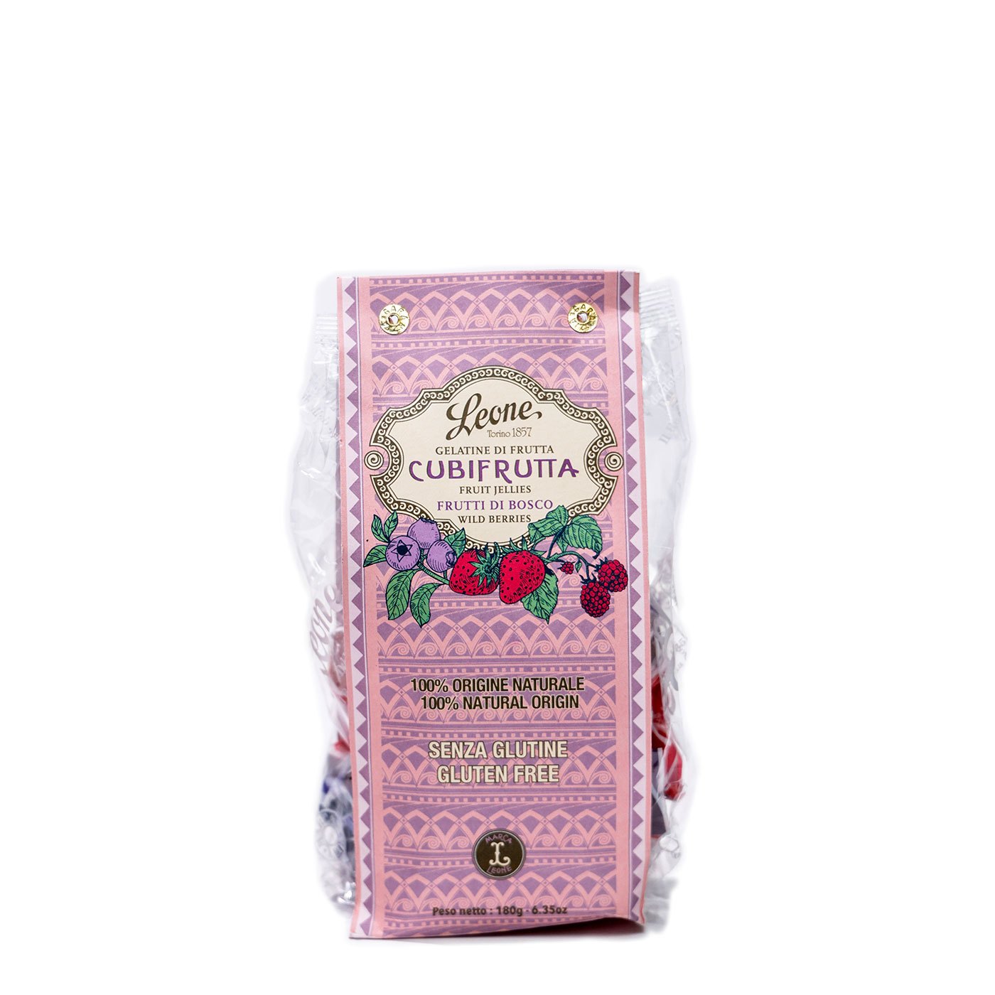 Balas de Goma Cubifrutta Frutas Silvestres Leone 180 g