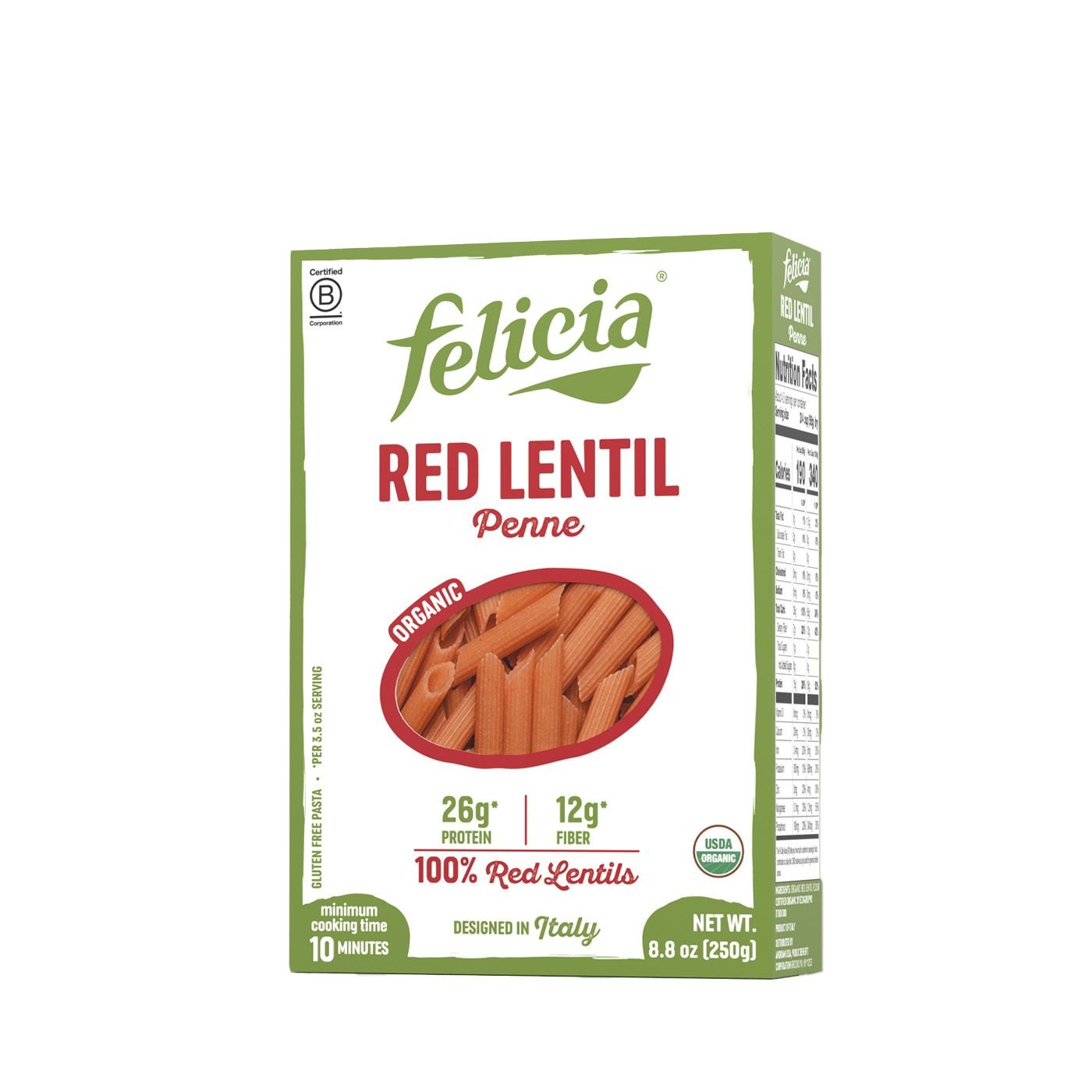 Penne de Lentilha Vermelha Felicia Sem Glúten Orgânico 250 g