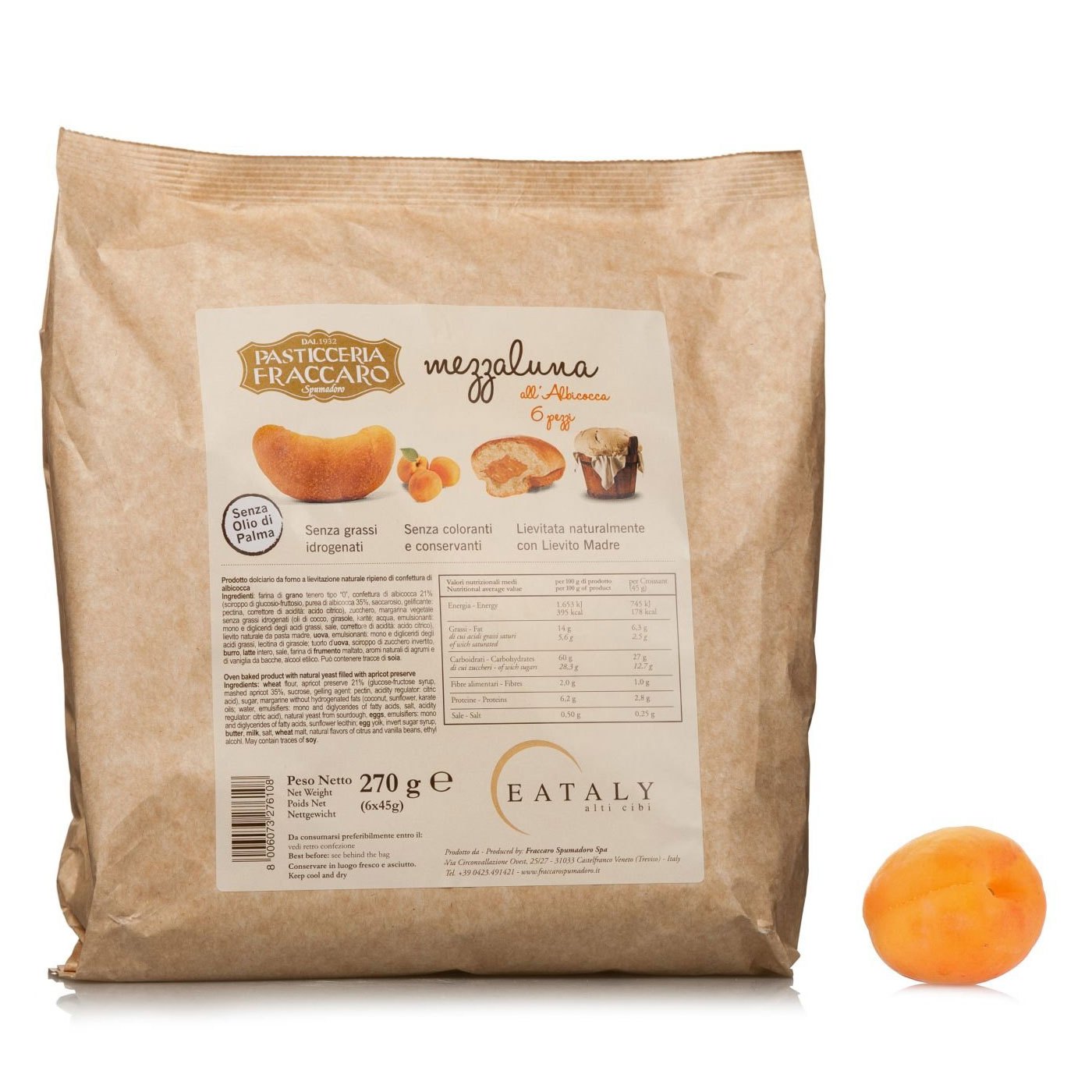 Pastéis Mezzaluna Damasco Fraccaro 270 g