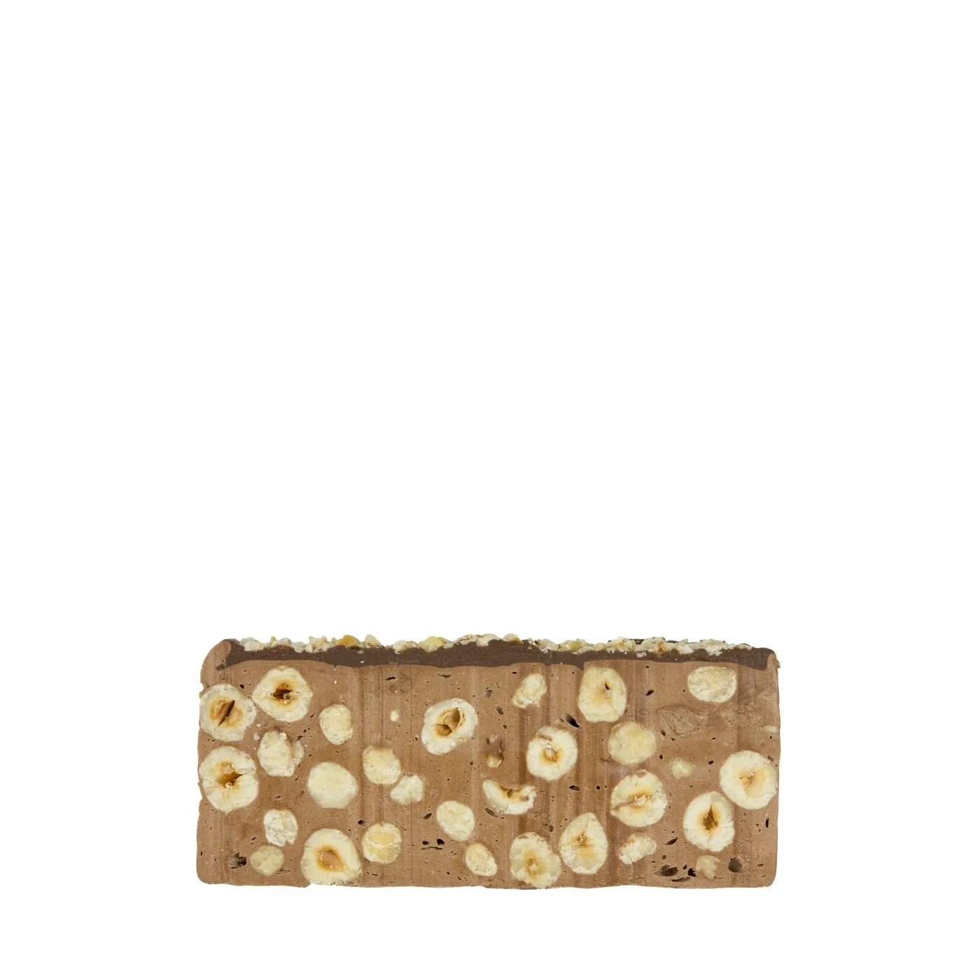 Barra de torrone macio de gianduia com avelãs inteiras
