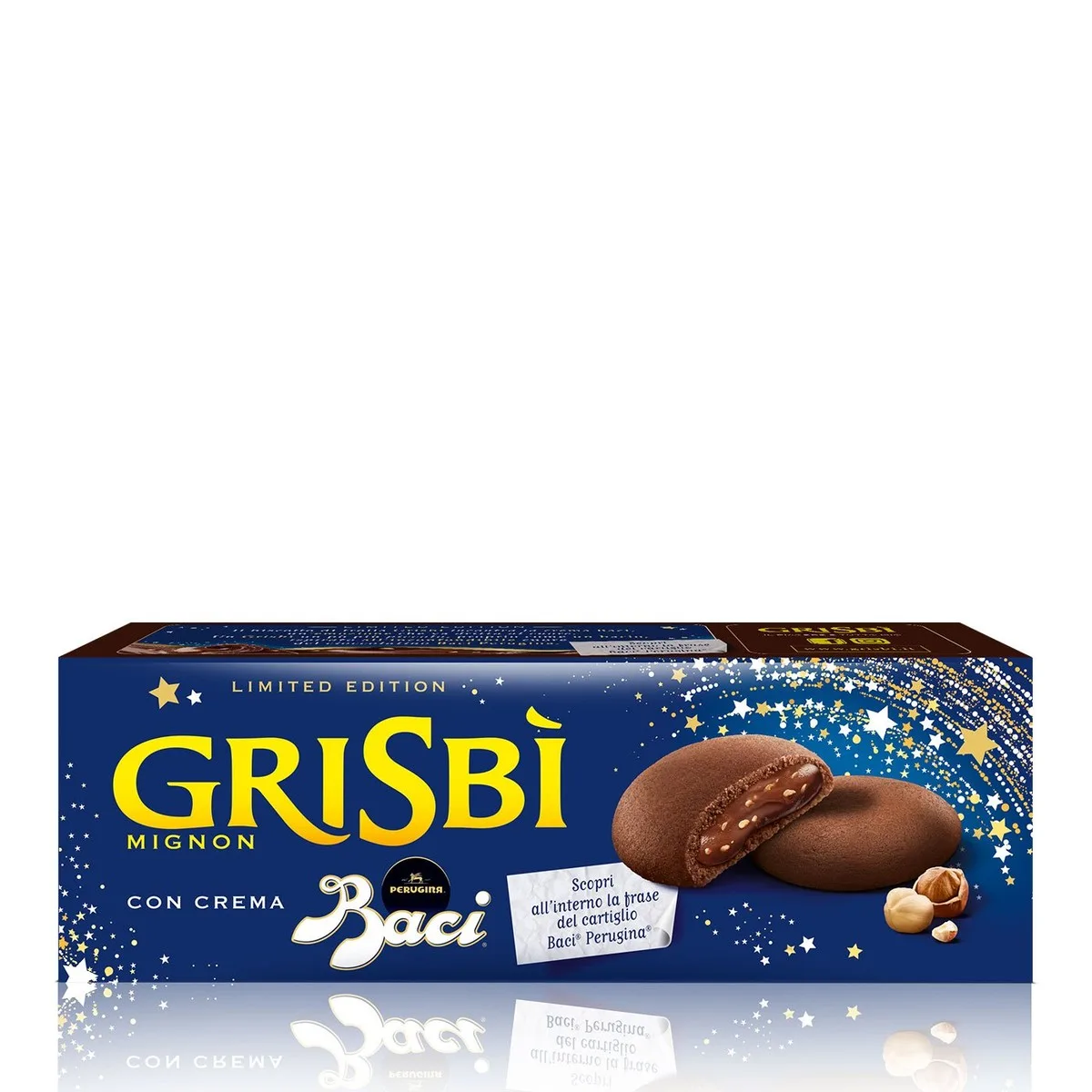 Caixa de Biscoitos Grisbì Mignon com recheio de Baci Perugina, Vicenzi, 110 g