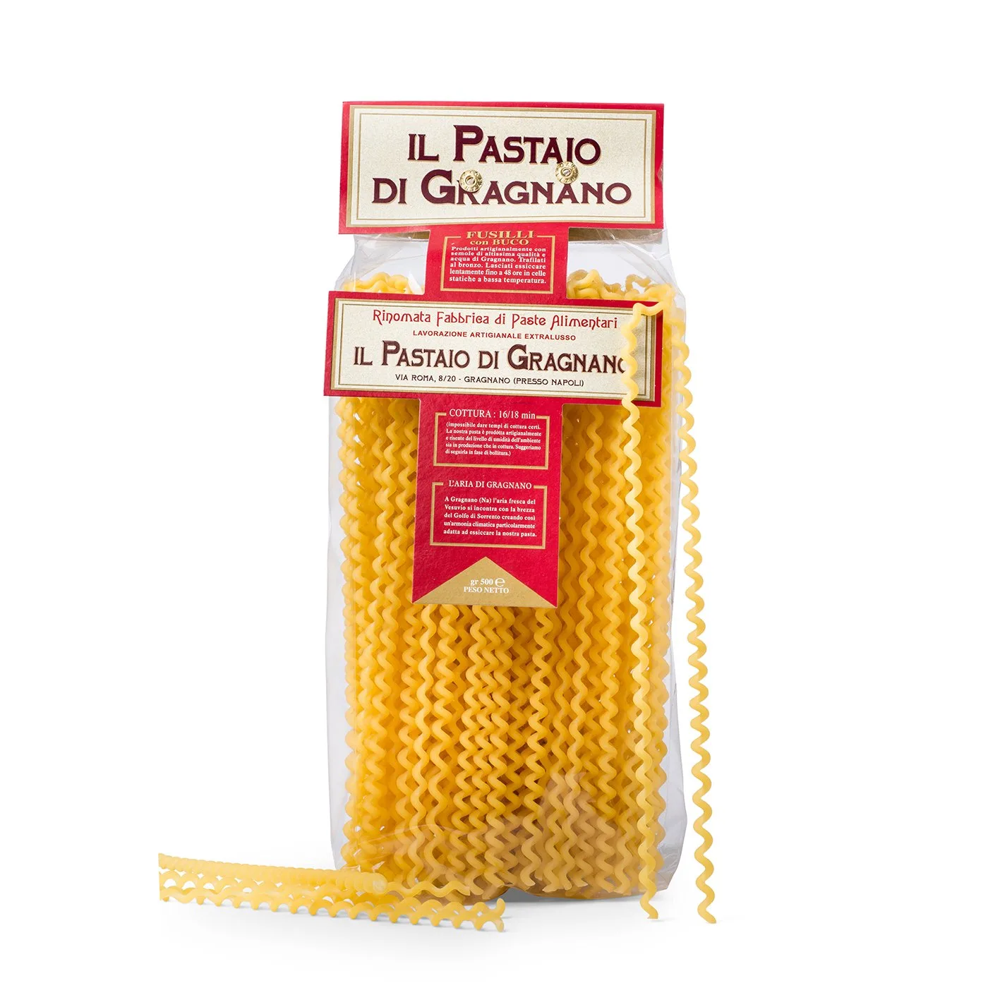 Pacote de Fusilli col Buco Il Pastaio di Gragnano 500 g